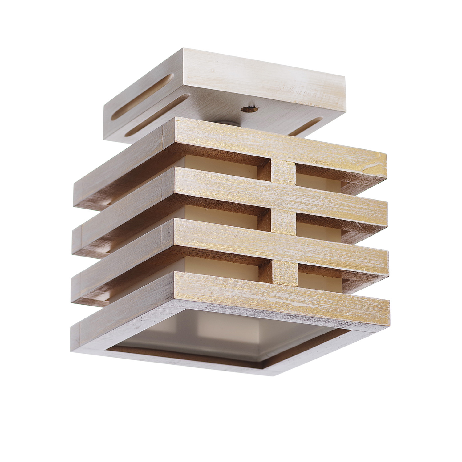 Dřevěné stropní svítidlo v bílo zlatém provedení 18601 "HOUSTON" foto3