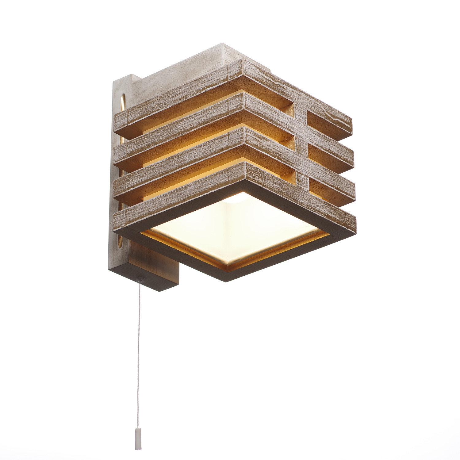 Nástěnné dřevěné svítidlo ve zlaté patine s vypínačem 18610 "HOUSTON"