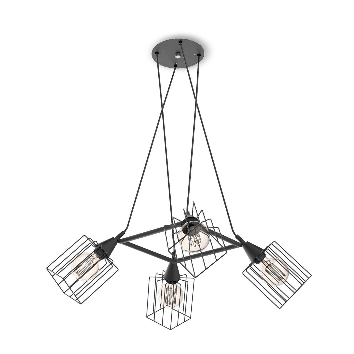 Závěsné svítidlo na lankách ve skandinávském stylu s kovovými stínidly jedinečného tvaru  40444 "MATRIX"