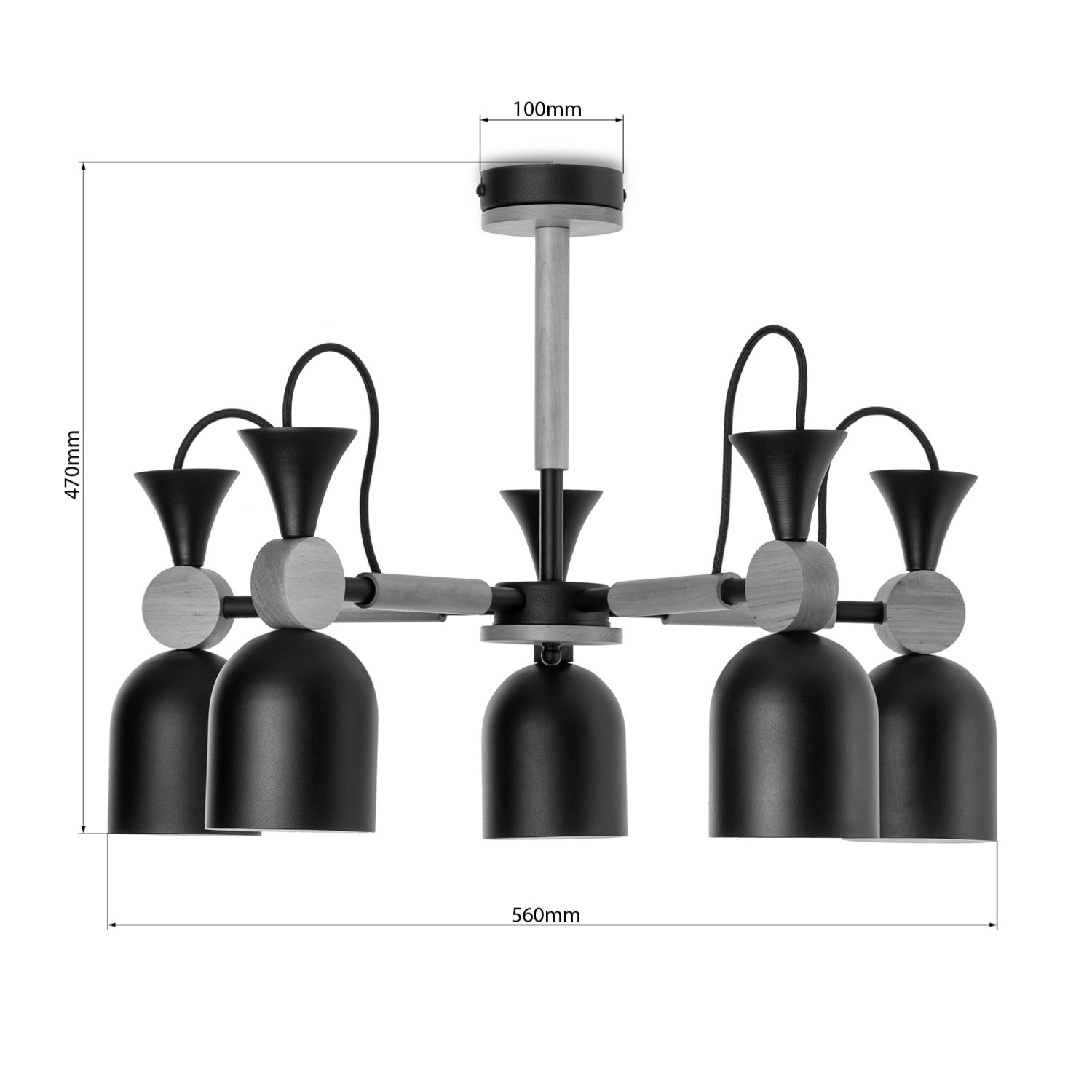 Skandinávský lustr s kovovými stínidly v béžové pastelové barvě 60055 "MONTE" foto3