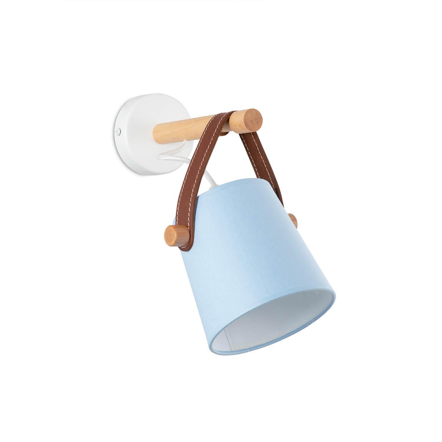 Nástěnné svítidlo se světle modrým stínítkem a originálním koženým řemínkem  60201 "RIONI"