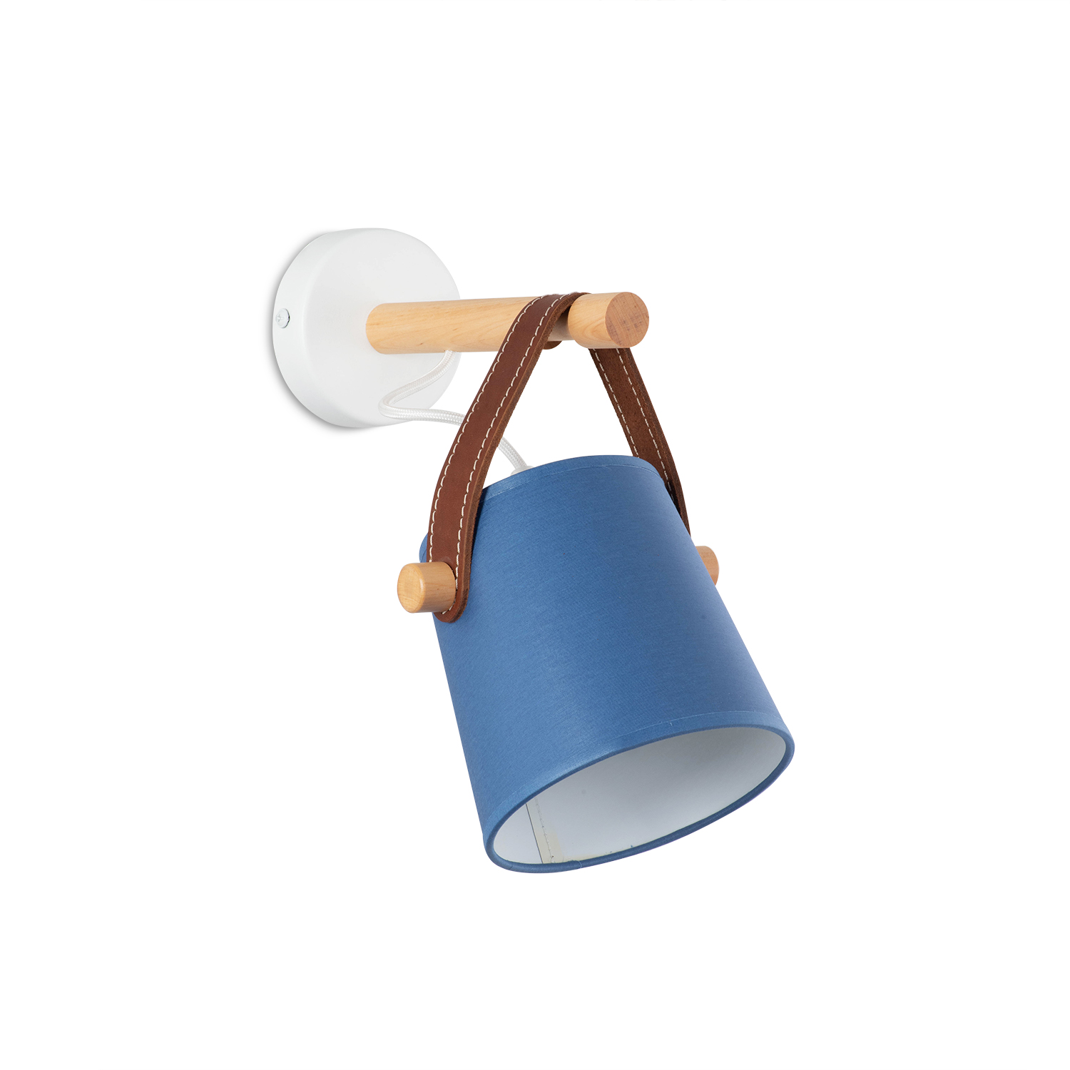 Nástěnné svítidlo s modrým stínítkem a s originálním koženým řemínkem 60201 "RIONI"