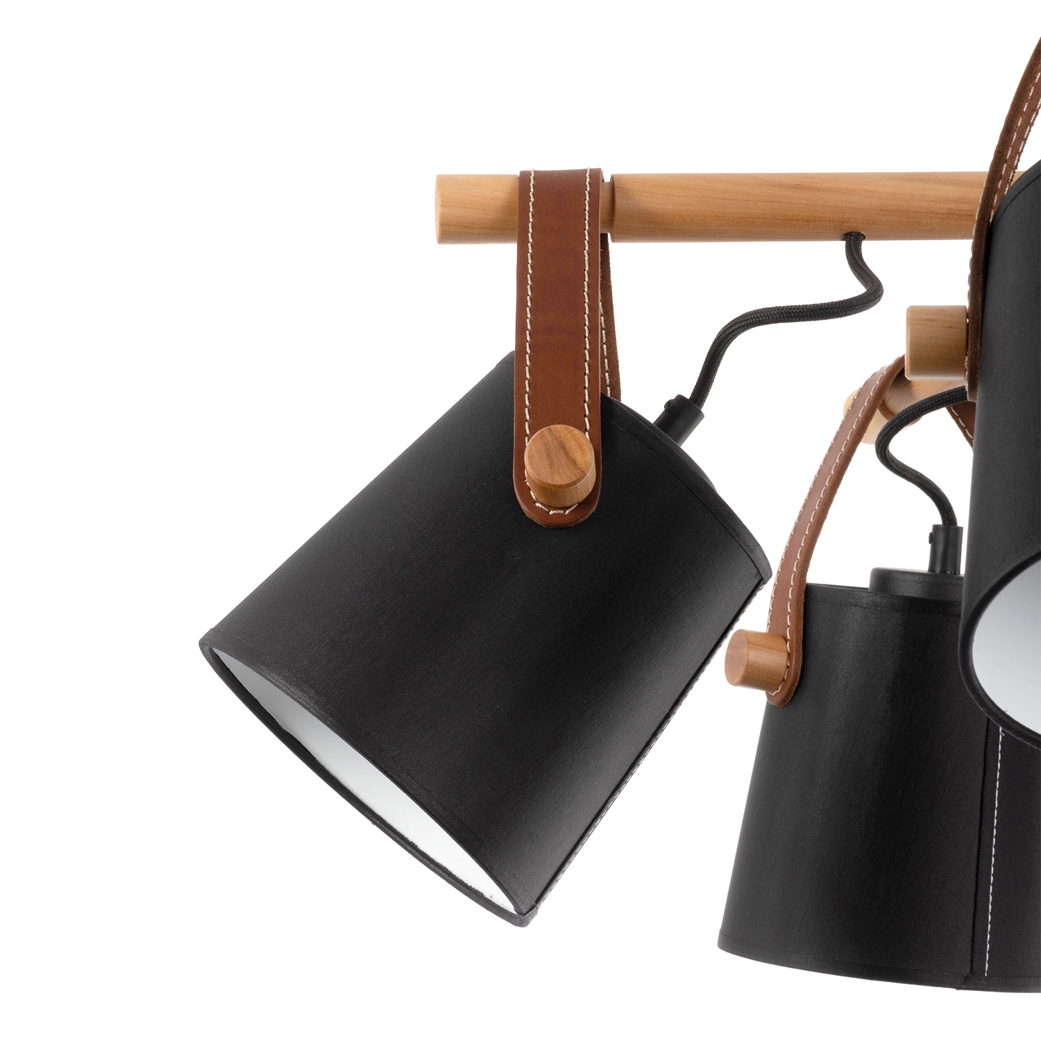 Lustr na tyči s dřevěnými prvky a koženými řemínky  60405 "RIONI" foto4