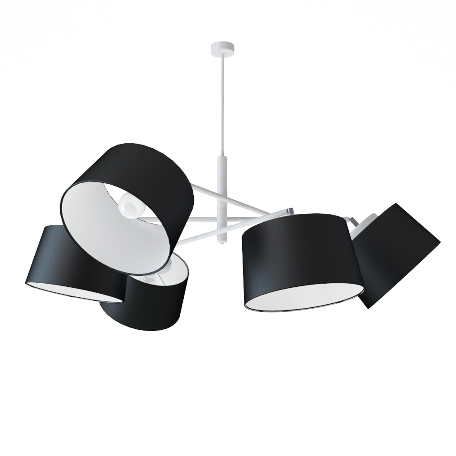 Designový kovový lustr na tyči s neuvěřitelnými textilními stínítky.  60505 "Lefor"