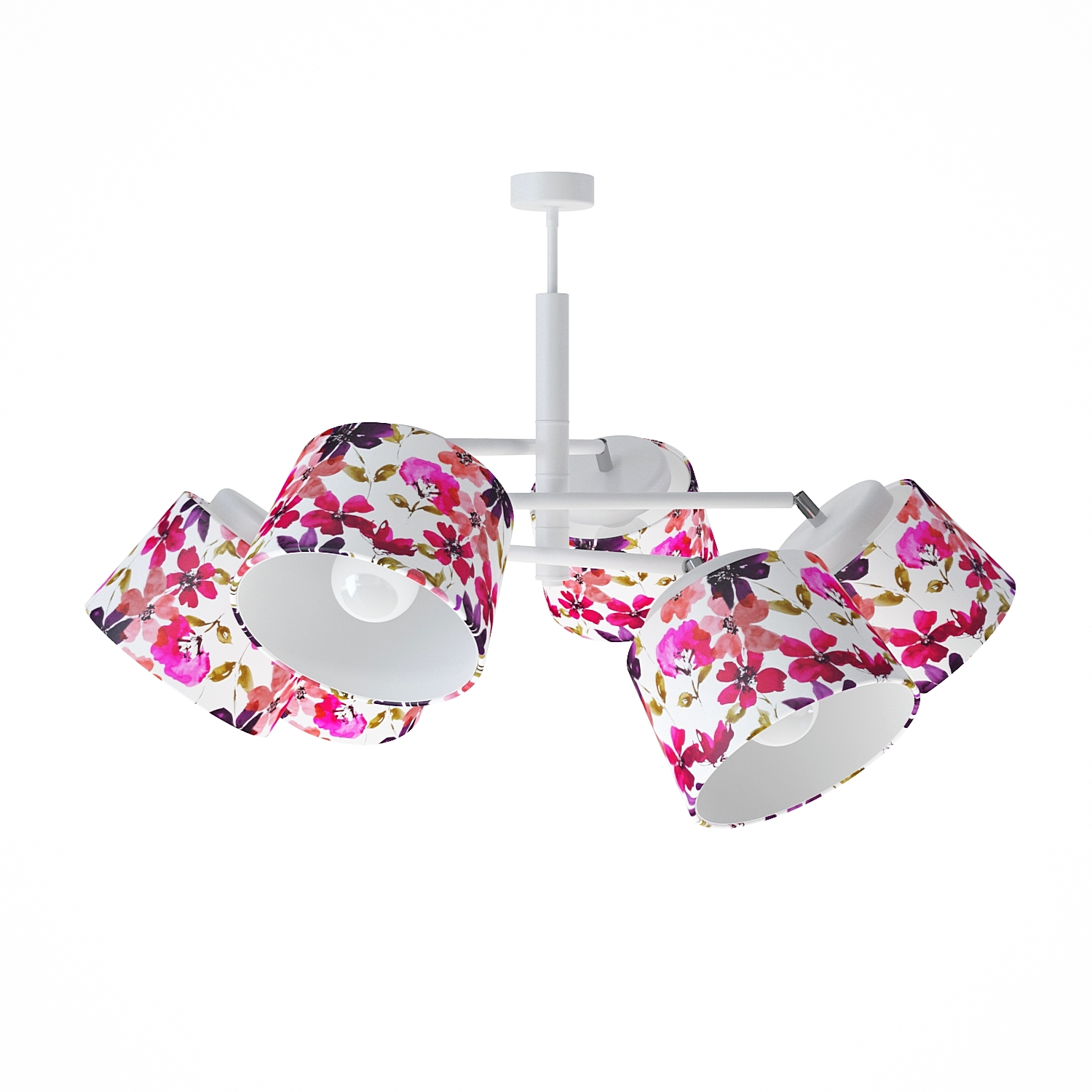 Designový  lustr na tyči s vícebarevnými textilními stínítkami.  60609 "Lefor"