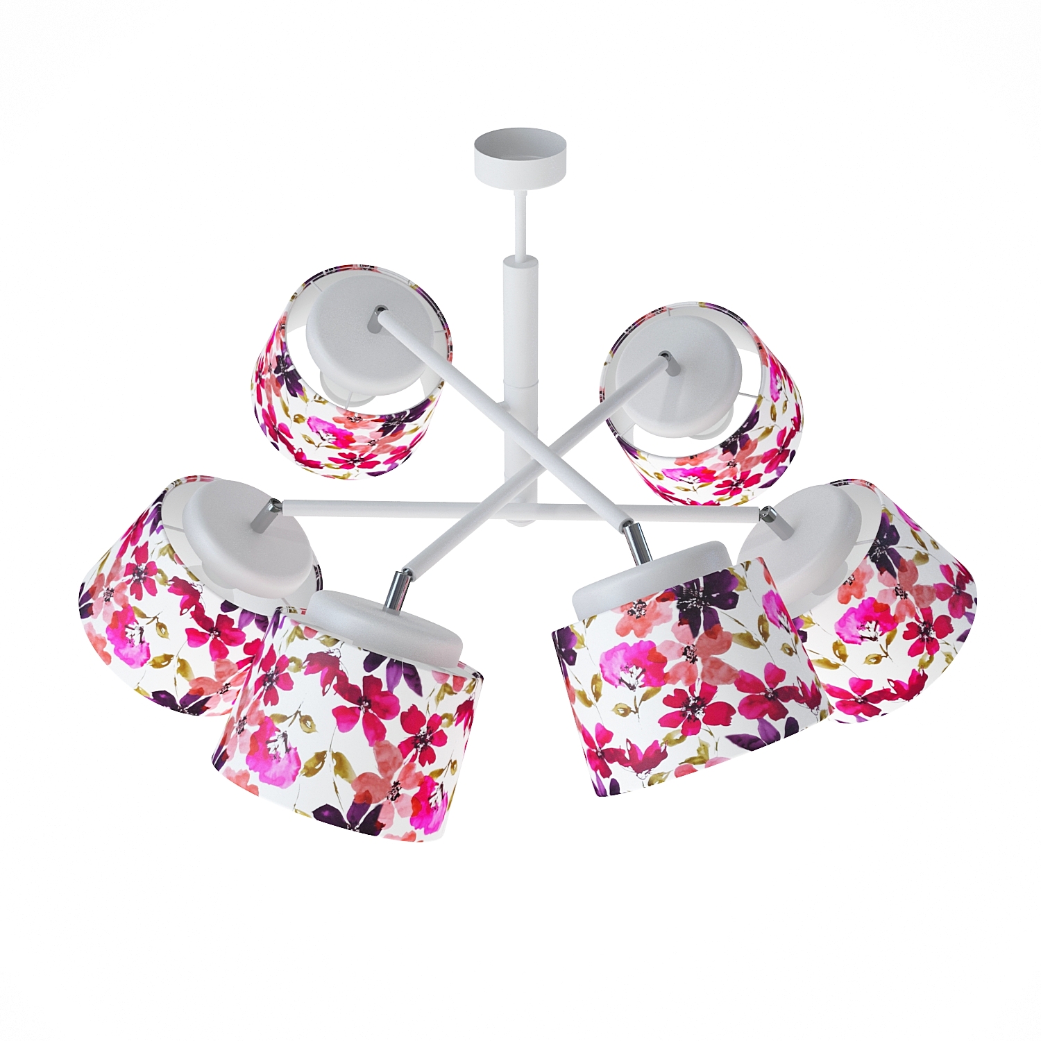 Designový  lustr na tyči s vícebarevnými textilními stínítkami.  60609 "Lefor" foto2