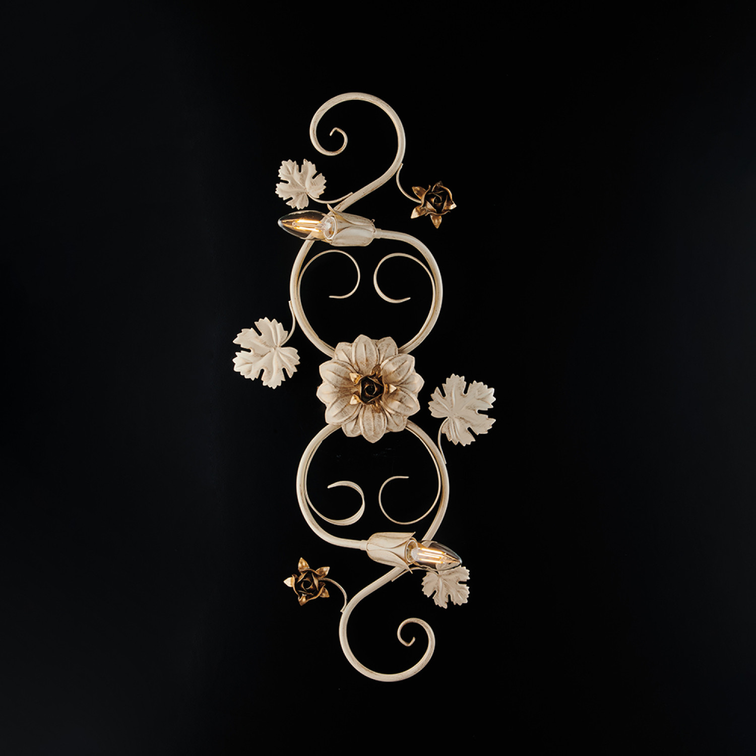 Kovový lustr BL169-PL2-AV Iris, 2 X 40 Watt Max, slonová kost, zlatá