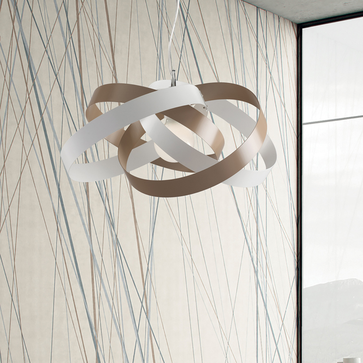 Pendant light BL156-1-BT Vertigo, 1 X 60 Watt Max, white, light brown foto2