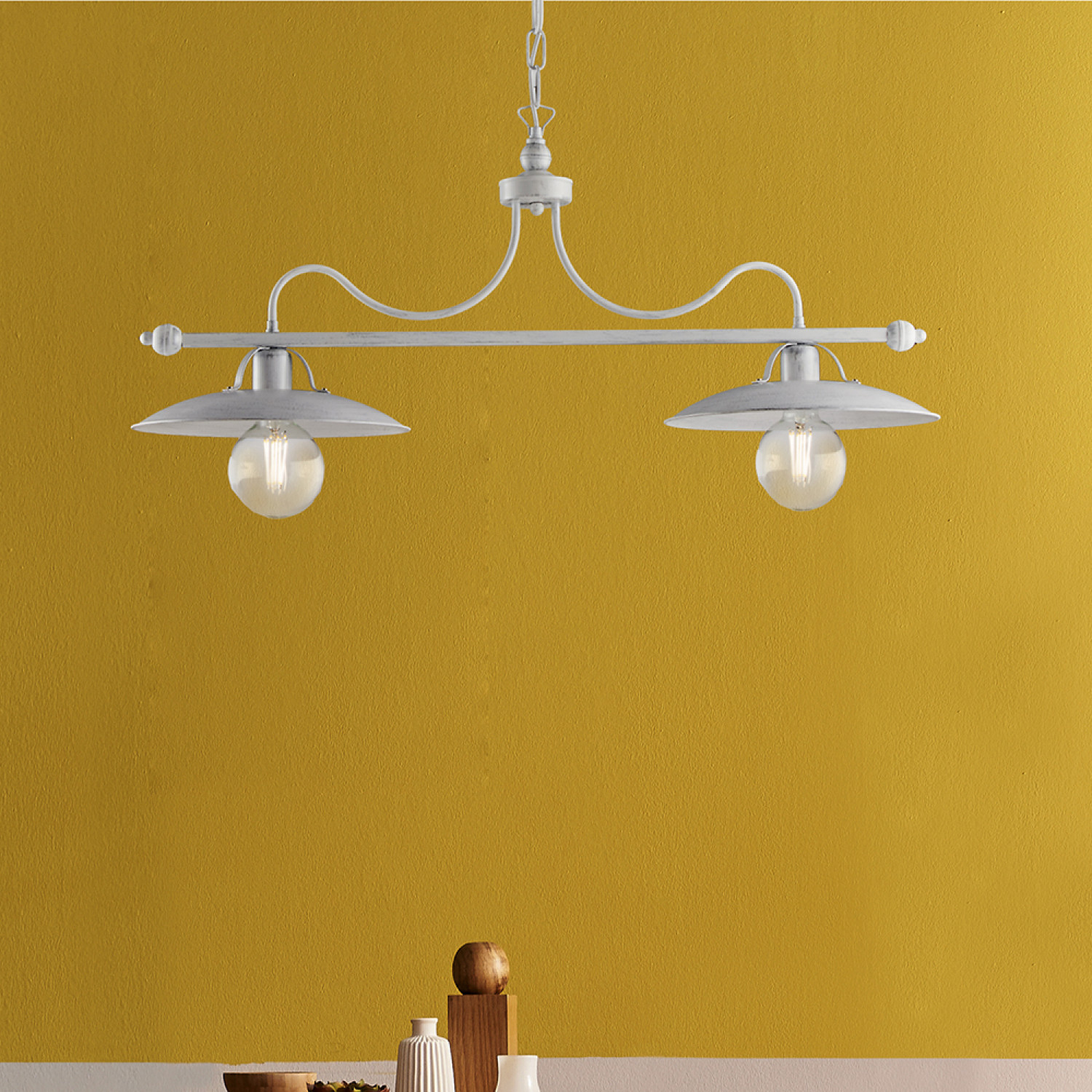 Kovový lustr BL234-2-BA Cantina, 2 X 60 Watt Max, bílá, stříbrná foto2