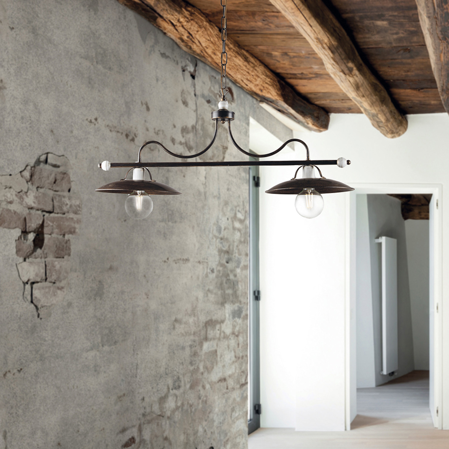 Kovový lustr BL234-2-BR "Cantina" 2 X 60 Watt Max, hnědá, zlatá foto2