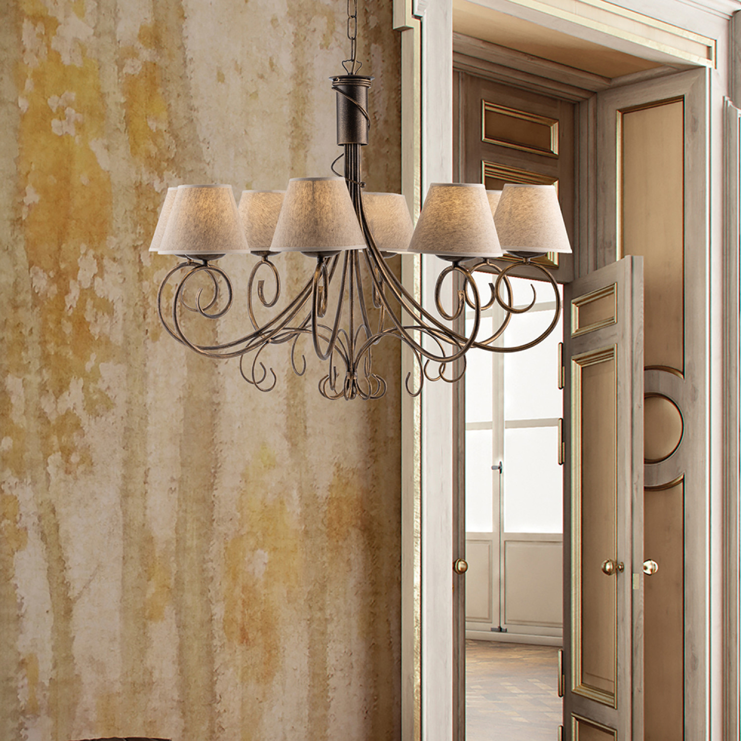 Kovový lustr BL258-8-BR Vienna, 8 X 40 Watt Max, hnědá, zlatá foto2