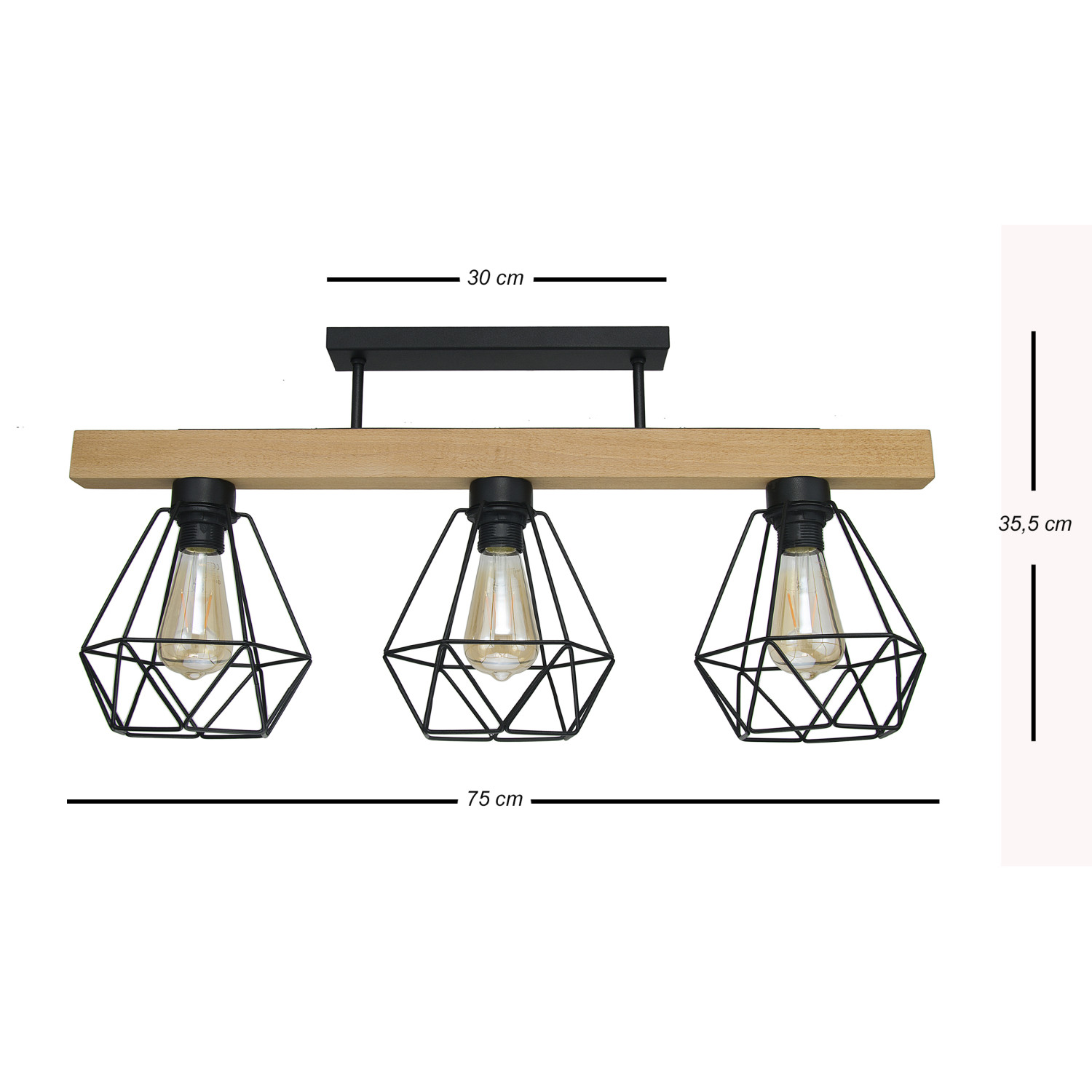 Závěsné svítidlo 80M/BW MADERA WOOD, 3xE27/60W, dřevo / černá struktura foto3
