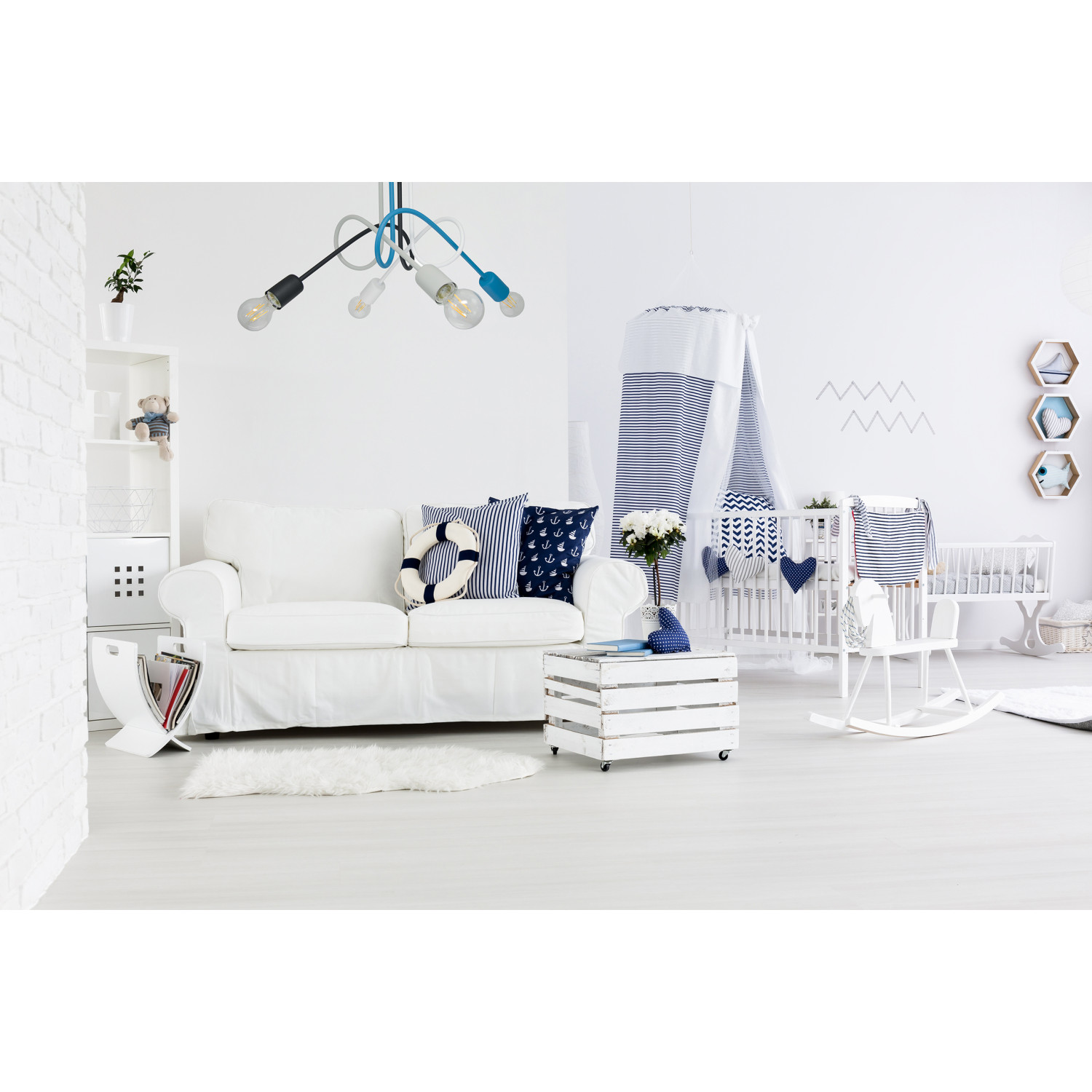 Závěsné svítidlo 1001/4M4 MONDO, 4xE27/60W, šedá, černá, bílá, tyrkysová foto5