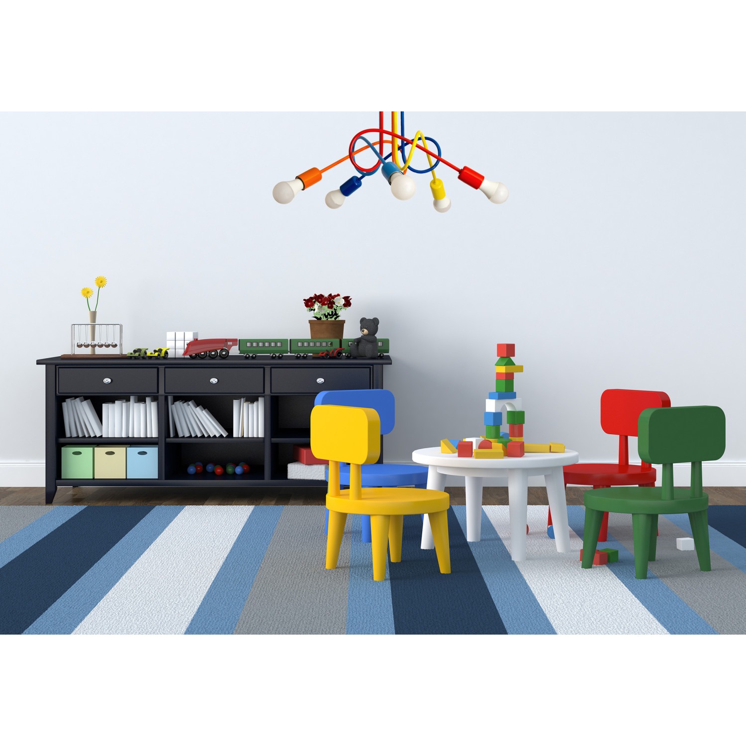 Závěsné svítidlo 1001/5MX2 MONDO, 5xE27/60W,  pomarańcz, granat, żółty, czerwony, niebieski foto3