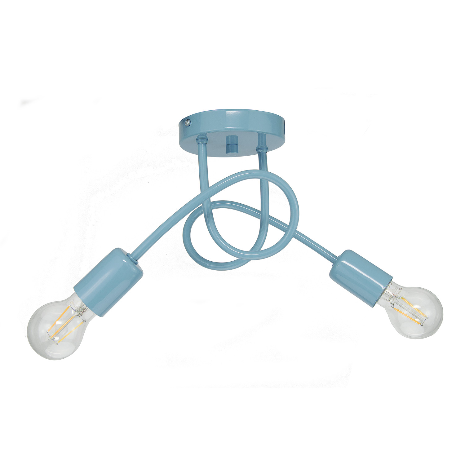 Stropní svítidlo s zahnutými kovovými ramenami v pastelově modré barvě, kolekce "MONDO" art.1001/2 PN