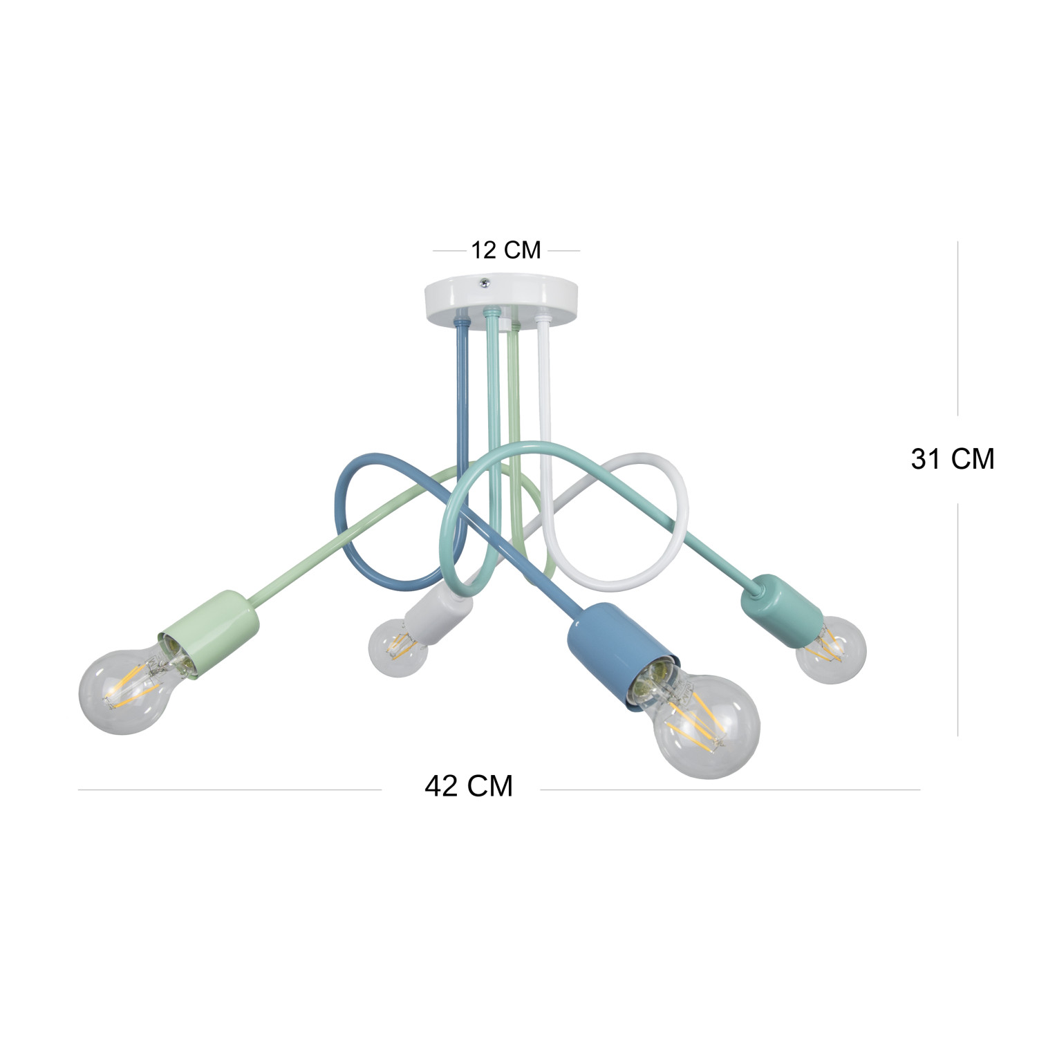 Závěsné svítidlo 1001/4MP3 MONDO, 4xE27/60W, modrá, tyrkysová, bílá, akvamarínová foto2
