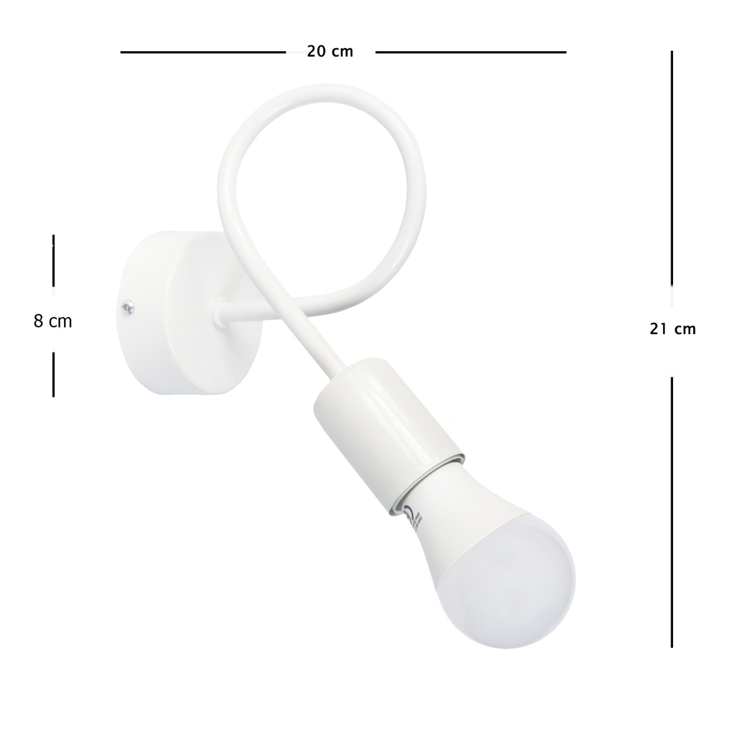 Nástěnné světlo s ohnutým kovovým ramenem do uzlu, bílá lesklá barva, kolekce "MONDO" art.1001/1 B foto3