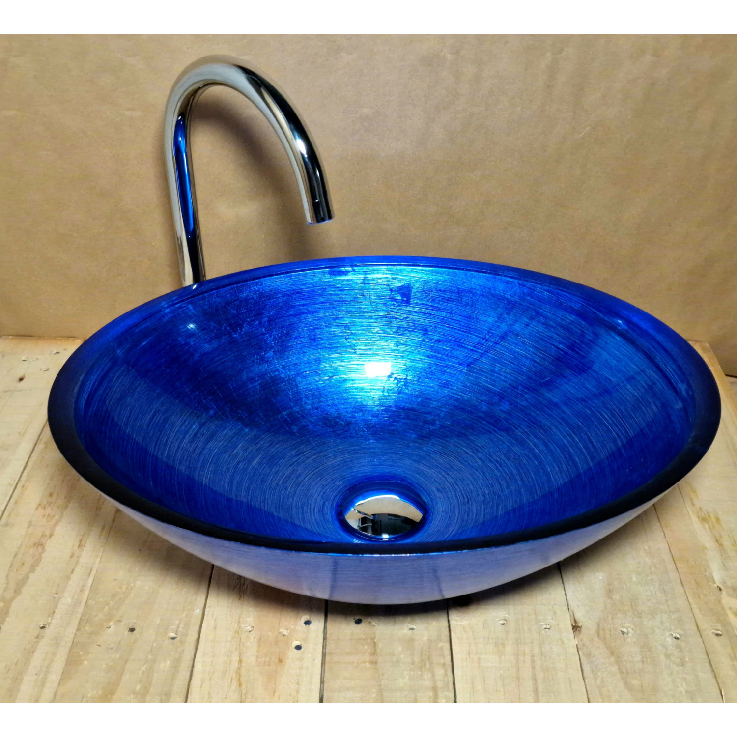 Skleněné designové umyvadlo  "Blue Silver Elegance" U 004 foto5