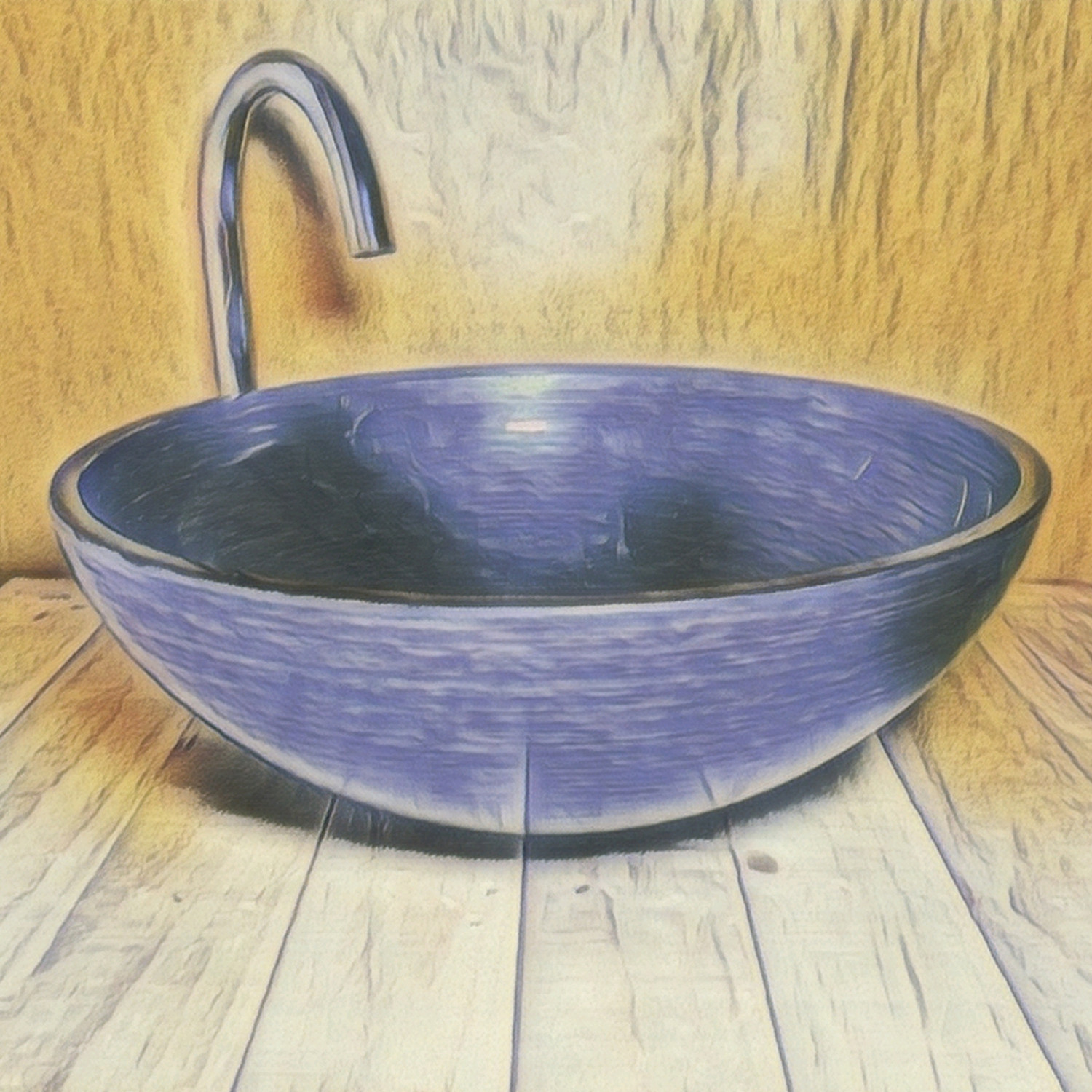 Skleněné designové umyvadlo "Blue Silver Marvel" U 006 foto4