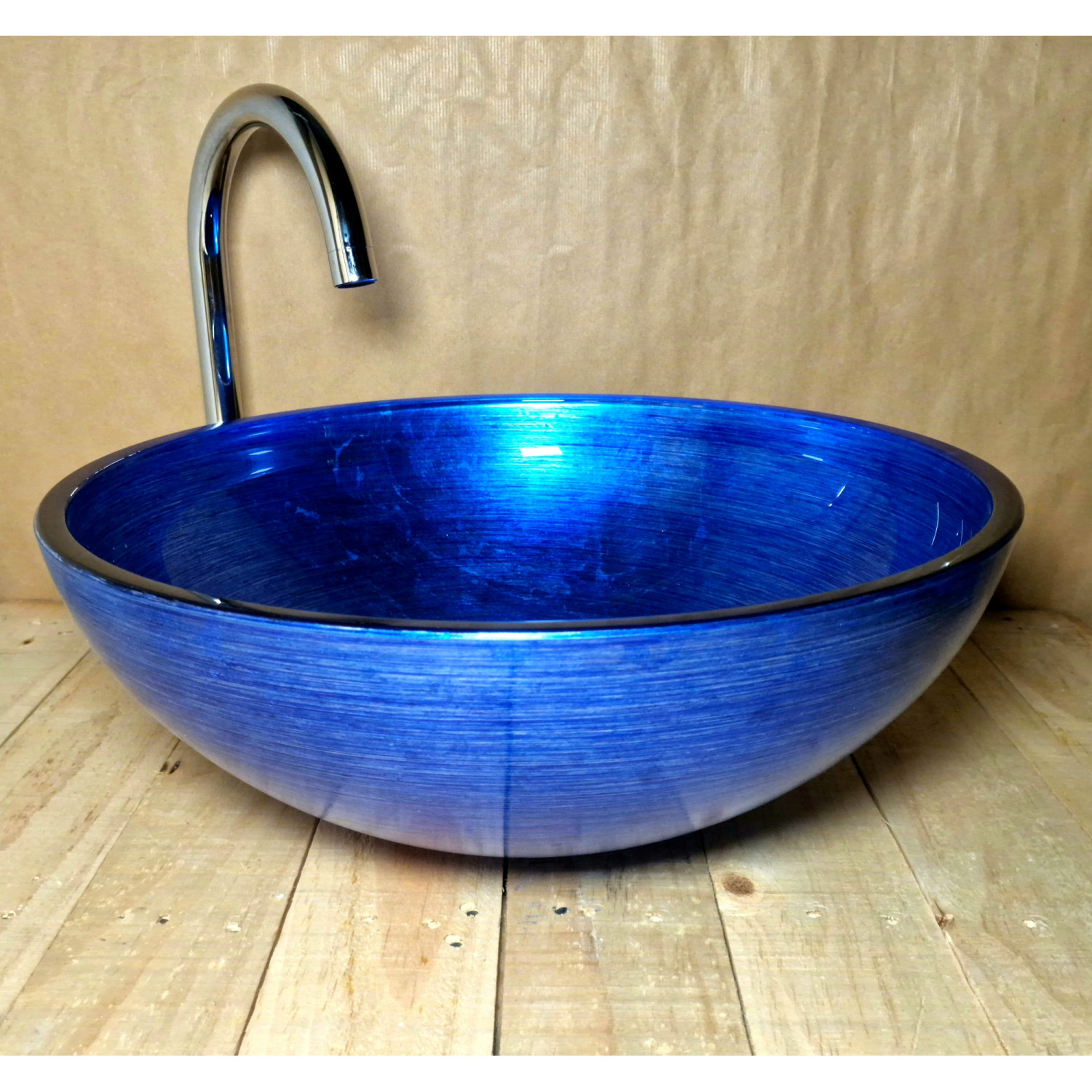 Skleněné designové umyvadlo "Blue Silver Marvel" U 006 foto2