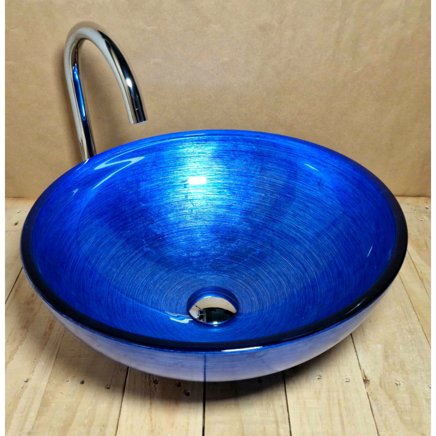 Skleněné designové umyvadlo "Blue Silver Marvel" U 006