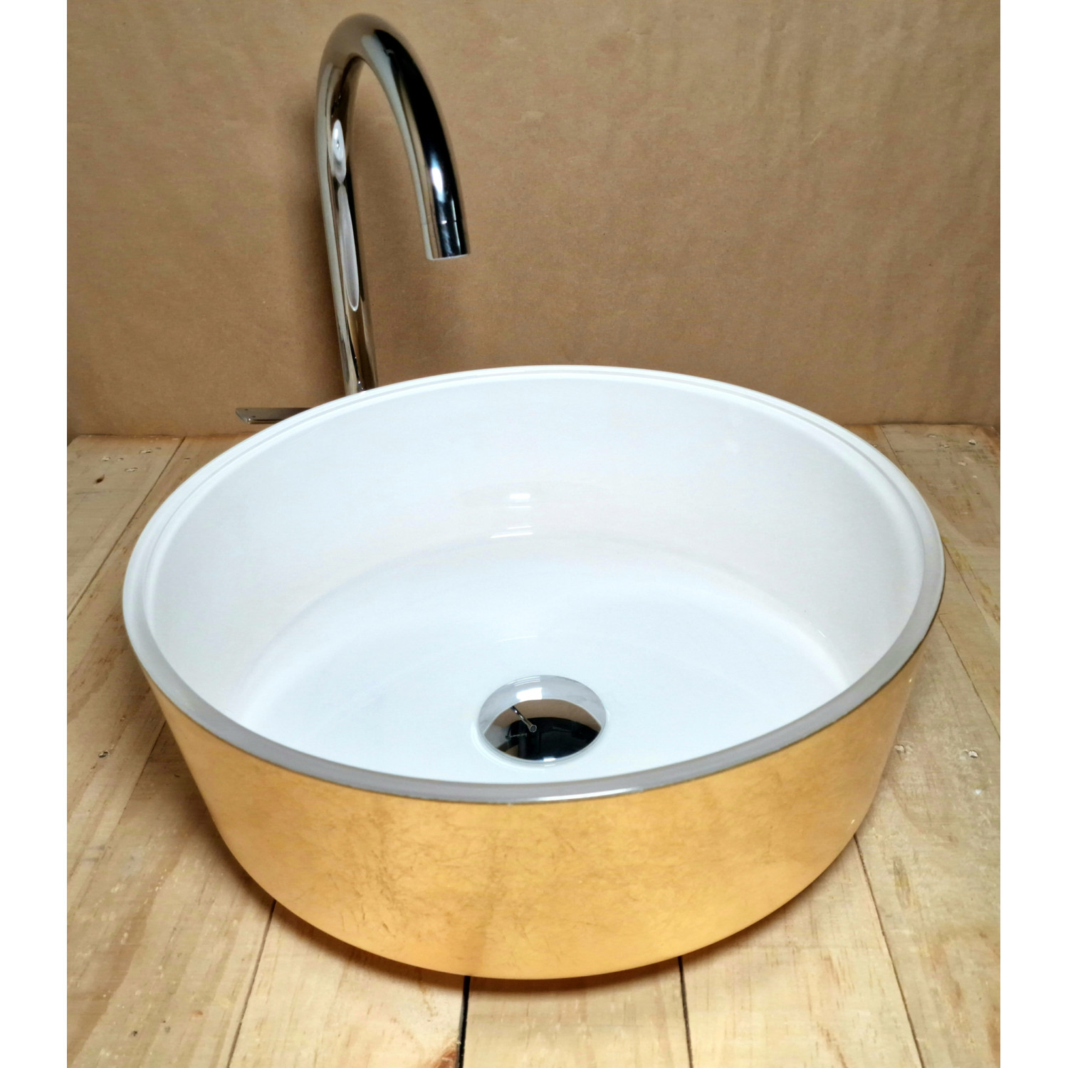 Luxusní skleněné umyvadlo s zlatým dekorem od italských mistrů U030 foto2