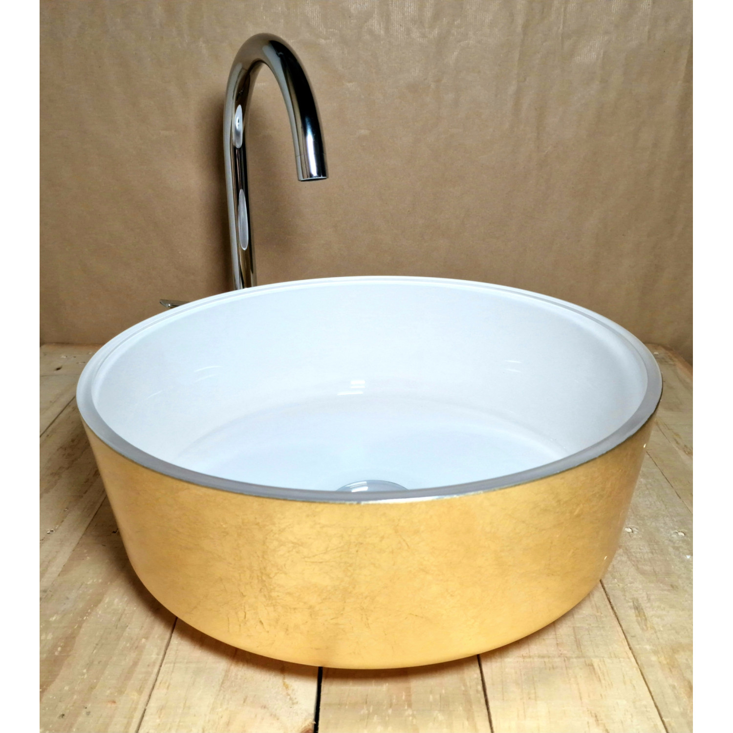 Luxusní skleněné umyvadlo s zlatým dekorem od italských mistrů U030 foto3