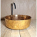 Moderní skleněné umyvadlo s jantarově transparentním vnitřkem a zlatým dekorem U037 foto4