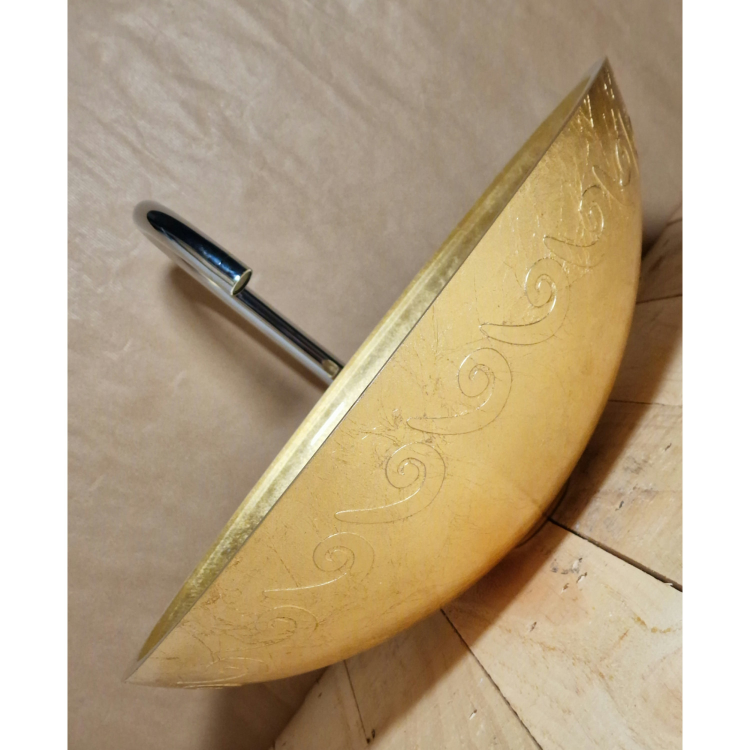 Luxusní oválné skleněné umyvadlo s dekorací zlatou fólií U044 foto2