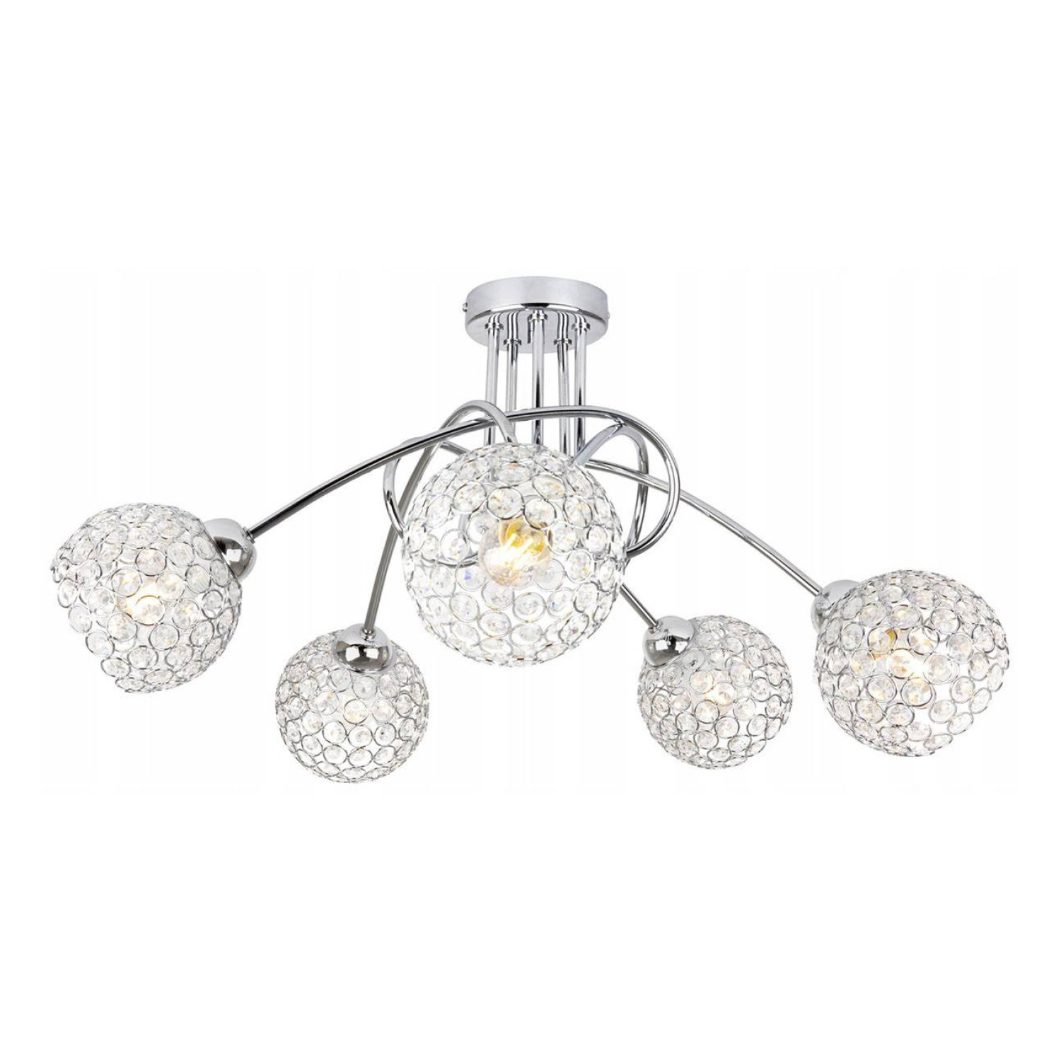 Chromové stropní svítidlo v moderním stylu se skleněnými stínidly CRYSTAL 2220/5/C