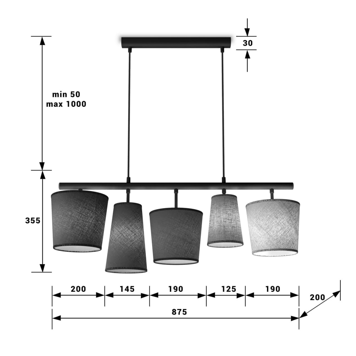 Moderní lustr s pěti stínítkami 40905 "JAZZ" foto2