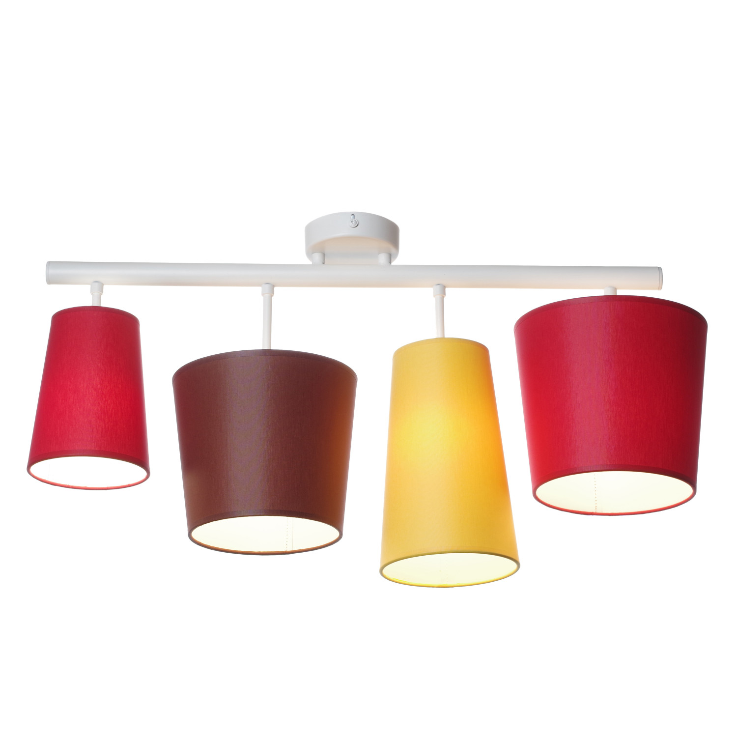 Designový lustr v bílém provedení s červeným, žlutým a hnědým stínidly. 40944 "JAZZ" foto2
