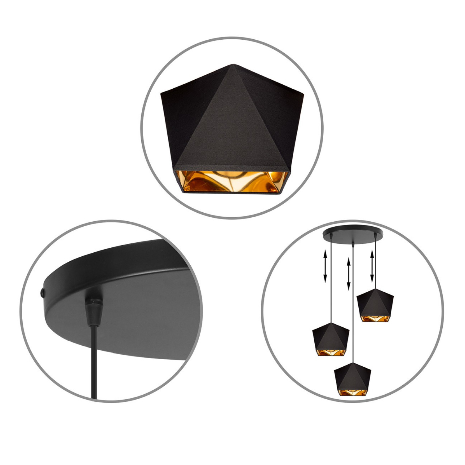 Moderní závěsné svítidlo na lanku LH024 "DIAMOND GOLD" foto3