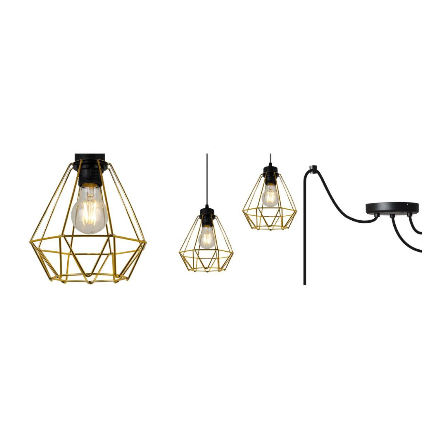 Elegantní závěsné svítidlo SPIDER NUVOLA GOLD 2034/3, zlaté kovové stínidlo foto2