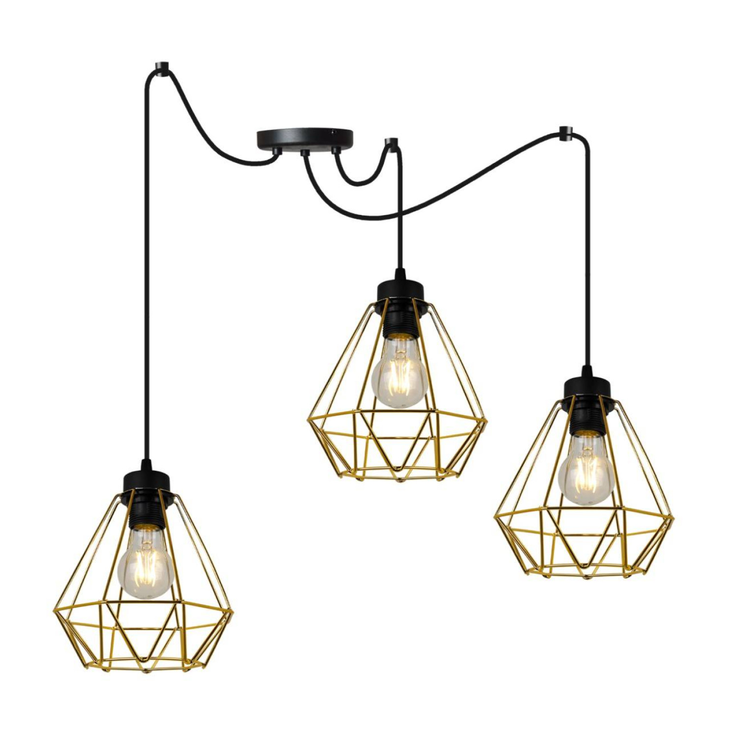 Elegantní závěsné svítidlo SPIDER NUVOLA GOLD 2034/3, zlaté kovové stínidlo