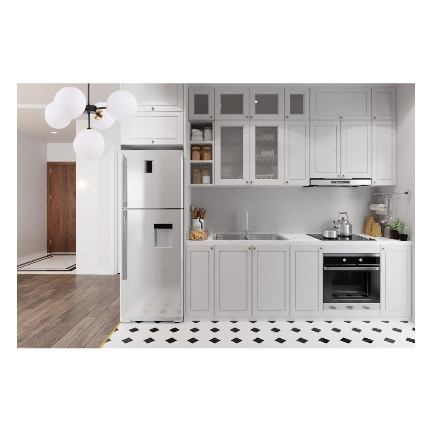 Černozlatá Regulovatelná Stropní Lampa se 5 Bílými Foukanými Stínidly"IMPERIA" foto10