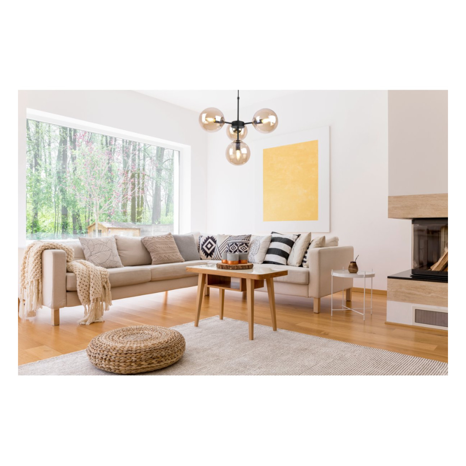 Černozlaté kuchyňské závěsné svítidlo s regulací délky a medovými průhlednými stínidly"IMPERIA" foto9