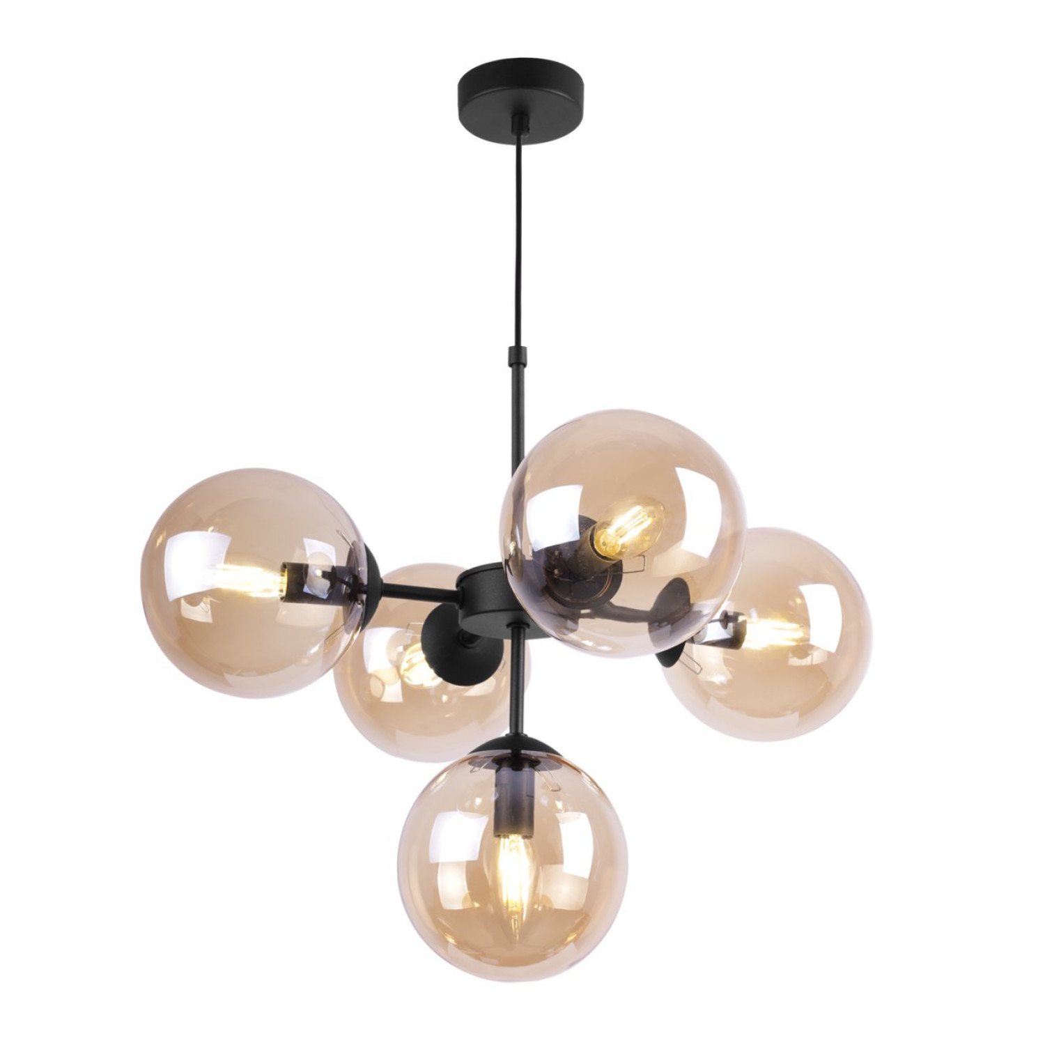 Černé světlo s regulací délky a medovými stínidly pro obývák a kancelář "IMPERIA"