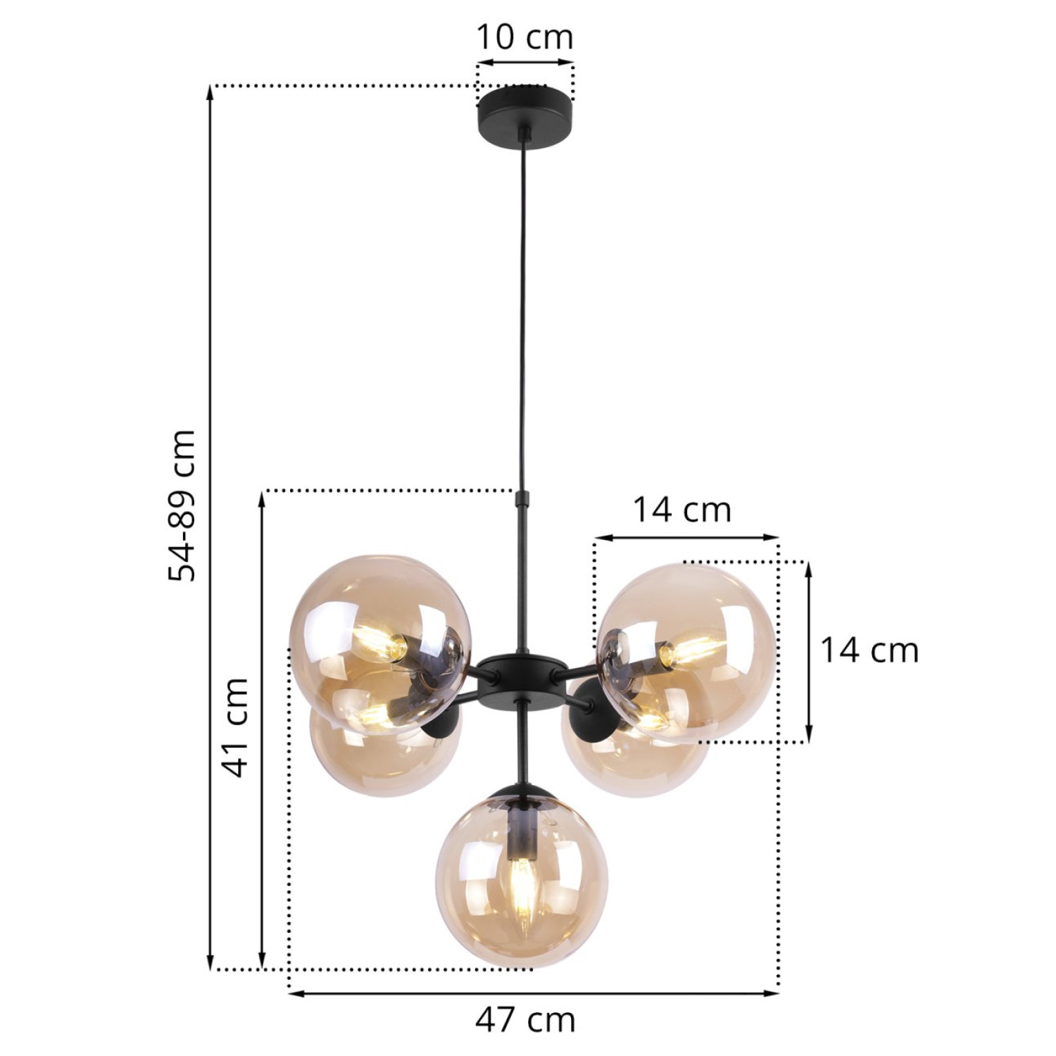 Černé světlo s regulací délky a medovými stínidly pro obývák a kancelář "IMPERIA" foto8
