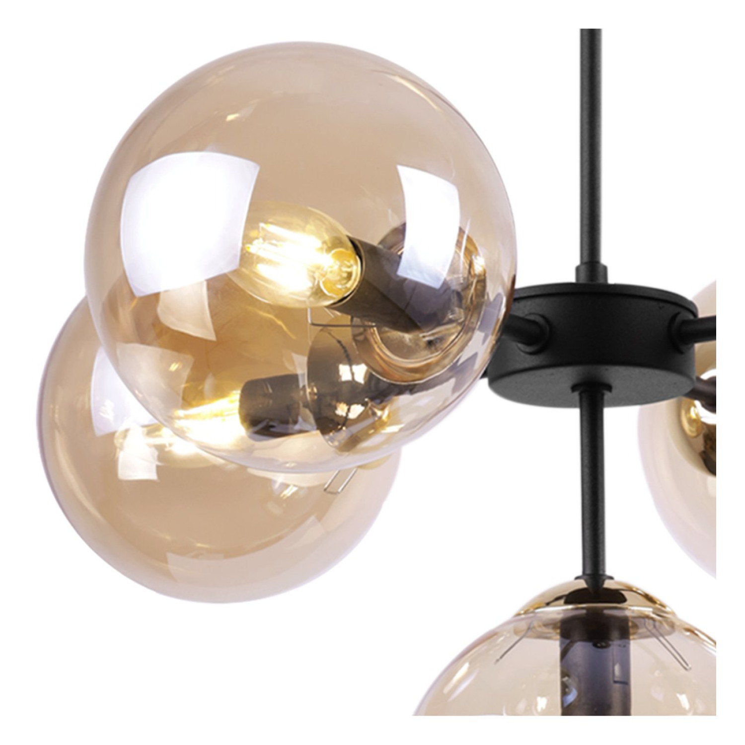 Černozlatá Regulovatelná Stropní Lampa se 5 Medově Transparentními Foukanými Stínidly "IMPERIA" foto4