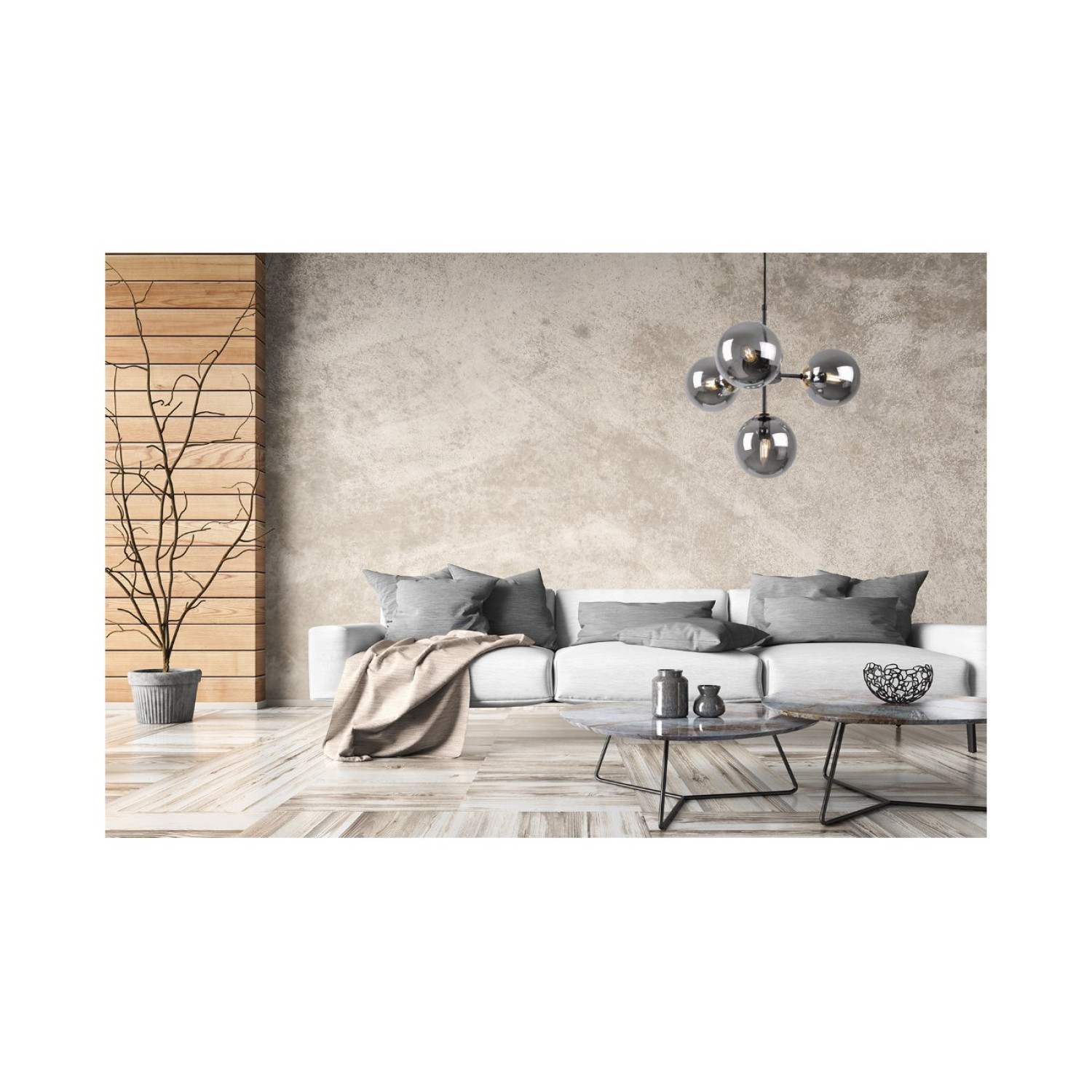 Černé Závěsné Svítidlo se Zlatými Prvky a Regulací Délky, 4 Grafitová Transparentní Stínidla "IMPERIA" foto8