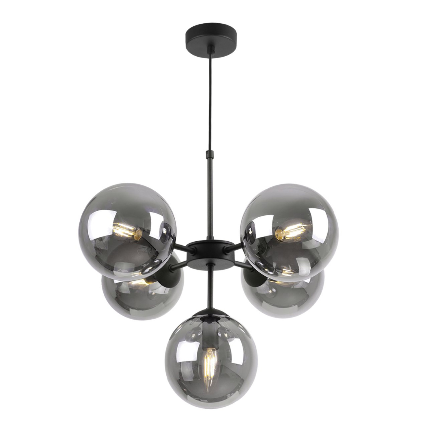 Elegantní závěsné svítidlo s variabilní délkou a pěti transparentními stínidly "IMPERIA" foto2