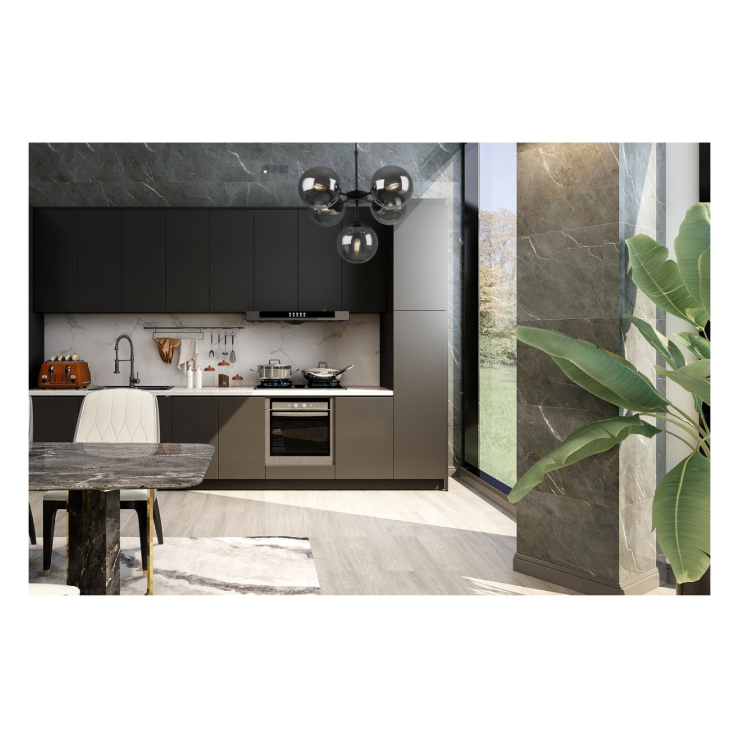 Elegantní závěsné svítidlo s variabilní délkou a pěti transparentními stínidly "IMPERIA" foto9