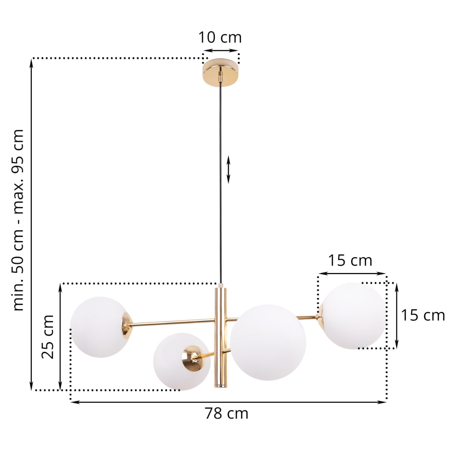 Závěsné svítidlo ve zlatém provedení s bílými foukanými stínidly - "Kvintesence Glamouru"."VICENZA" foto7