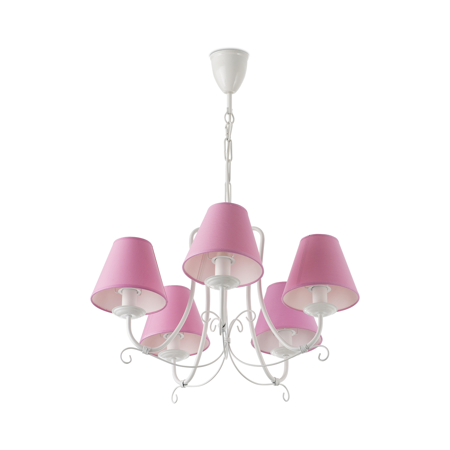 Závěsný lustr na řetězu s růžovými stínítky 13605 "Lillian" foto2