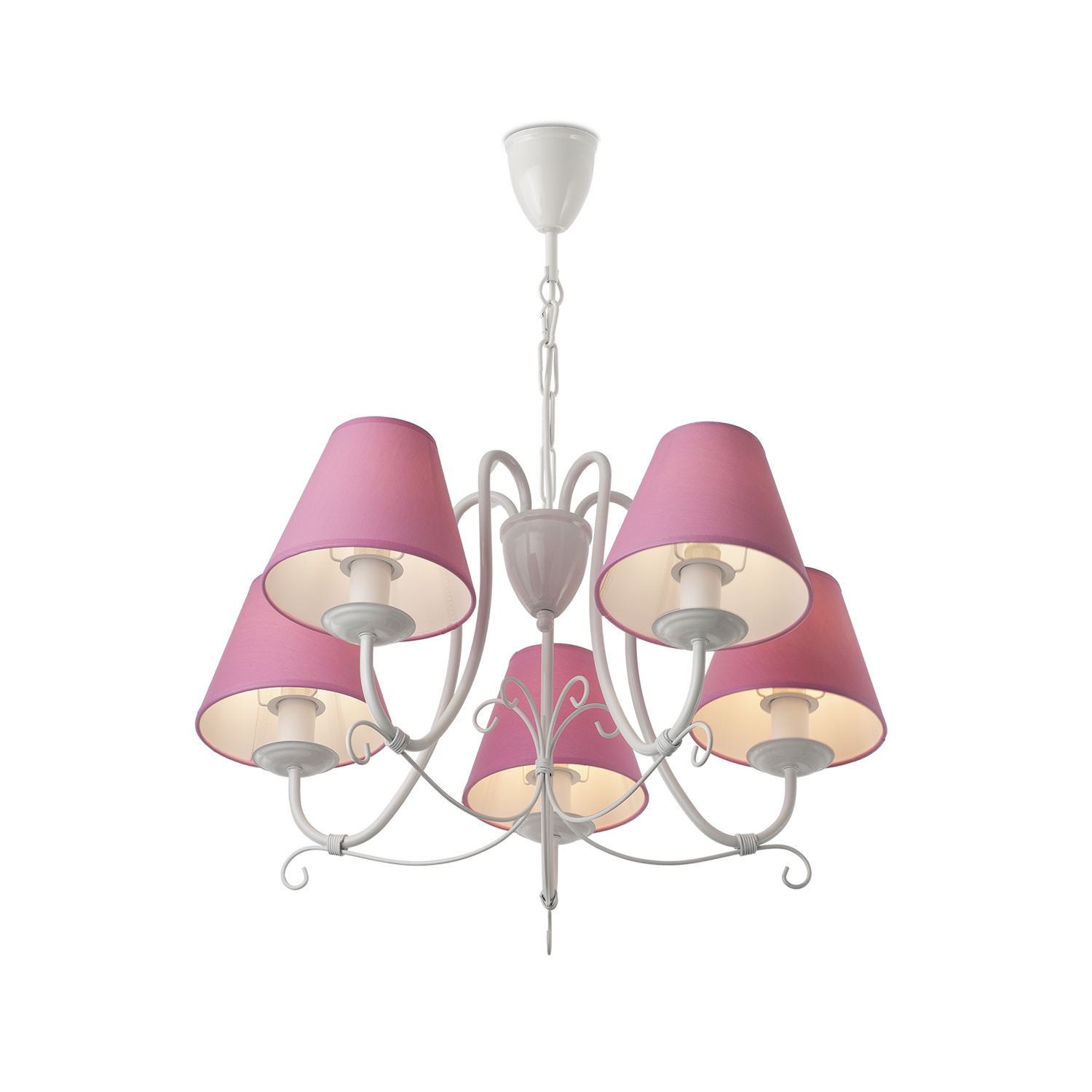 Závěsný lustr na řetězu s růžovými stínítky 13605 "Lillian"