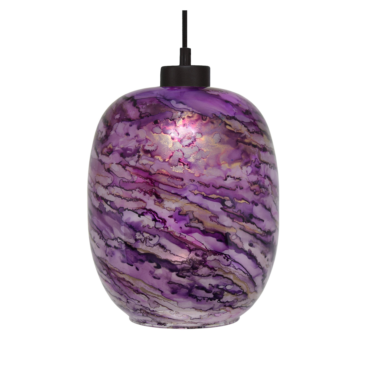 Závěsné svítidlo se stínítkem z foukaného skla v barvě fialová melanž 19603  "Marble" made in Italy foto2