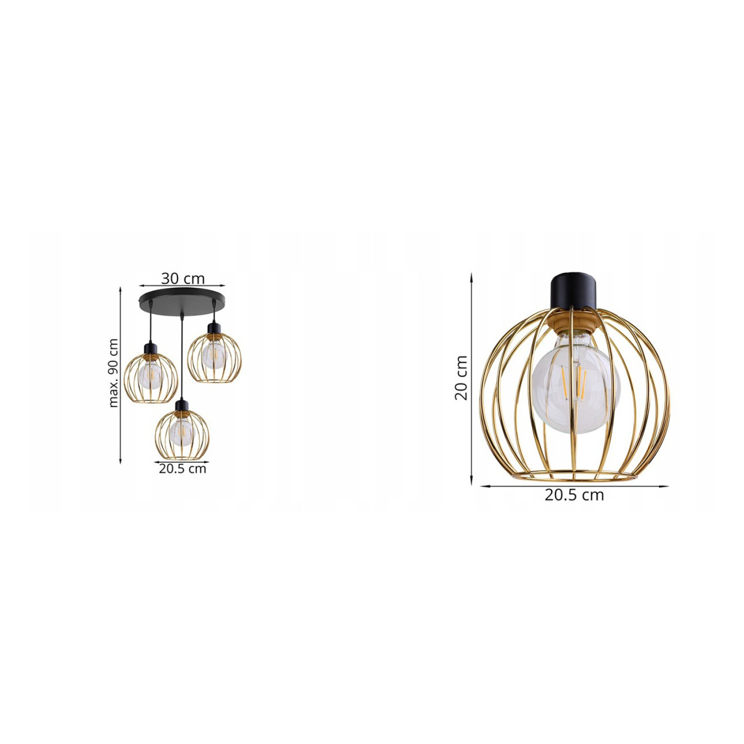 Závěsné svítidlo na lanku s kovovými stínítky LH018 "MONA" foto4