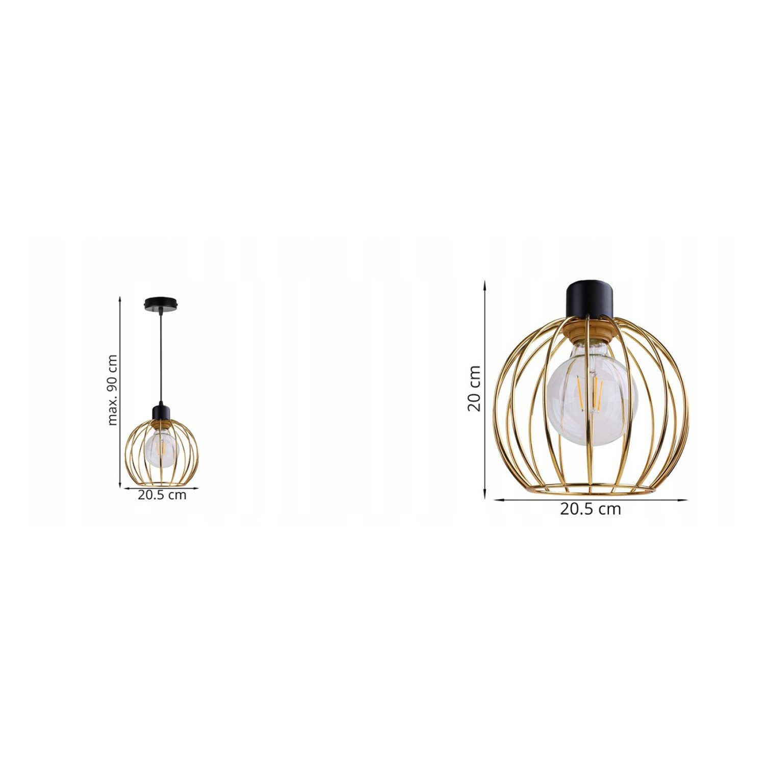 Závěsné svítidlo na lanku s kovovým stínítkem LH017 "MONA" foto6