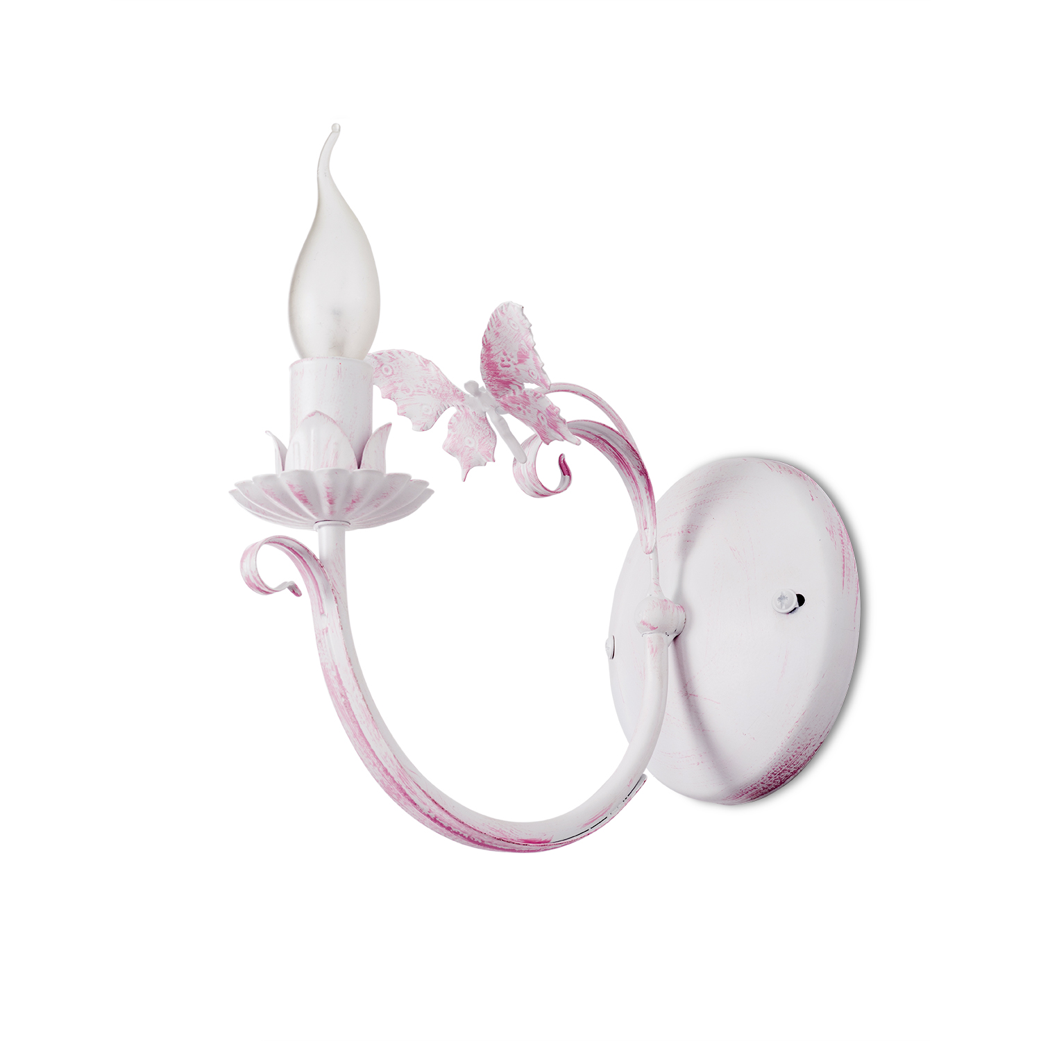 Kovové nástěnné svítidlo v bílé barvě a růžovou patinou 20901 "Farfala" foto2